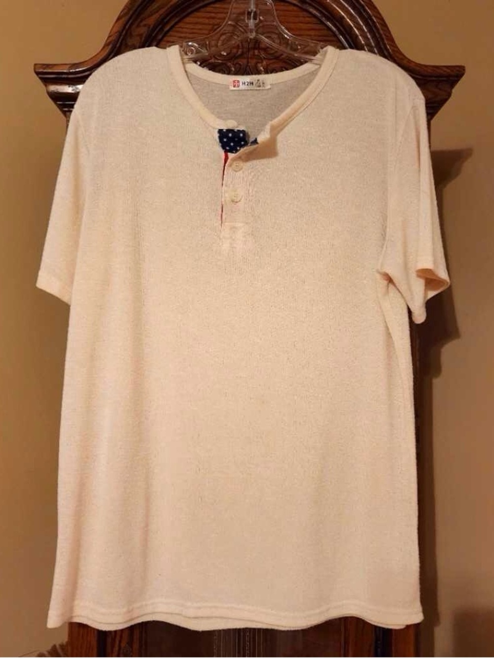 Men's Cream Short-Sleeve Henley Shirt
